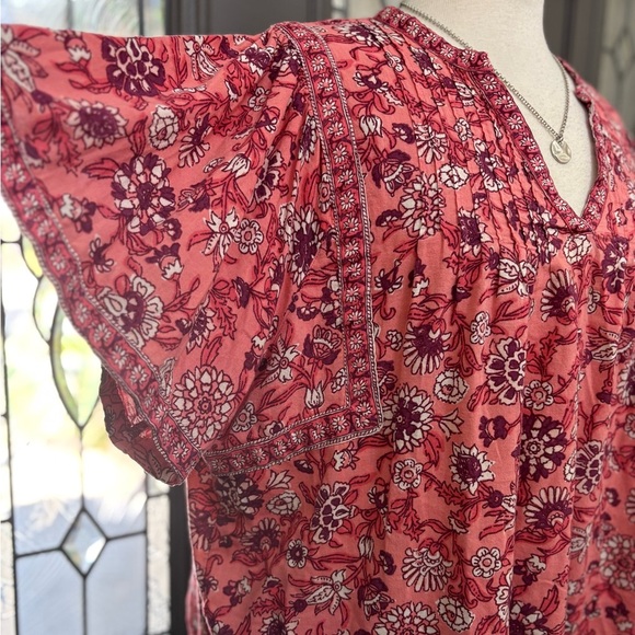 Old Navy Oversized Floral-Print Split-Neck Blouse | Size XL - Picture 3 of 6
